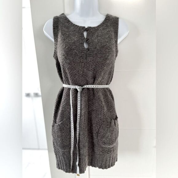Zara/ Wool blend/ Mohair/ Knit/ Grey/  Stretchy/ Midi dress/ Size US M - Picture 3 of 14